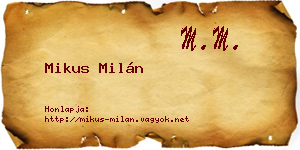 Mikus Milán névjegykártya