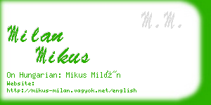 milan mikus business card